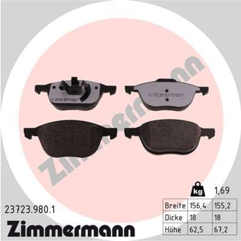 ZIMMERMANN Brake Pad Set, disc brake rd:z