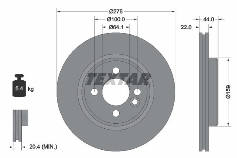 2x TEXTAR Bremsscheibe PRO 92262403