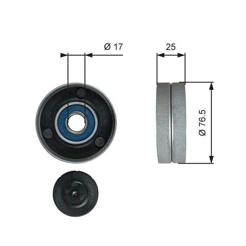 GATES Deflection/Guide Pulley, V-ribbed belt DriveAlign®