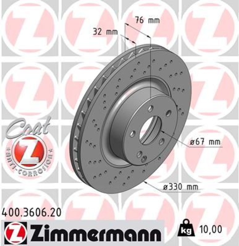 2x ZIMMERMANN Bremsscheibe COAT Z