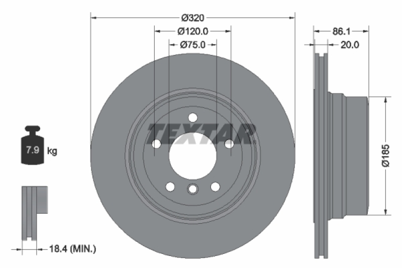 2x TEXTAR Bremsscheibe PRO 92202003