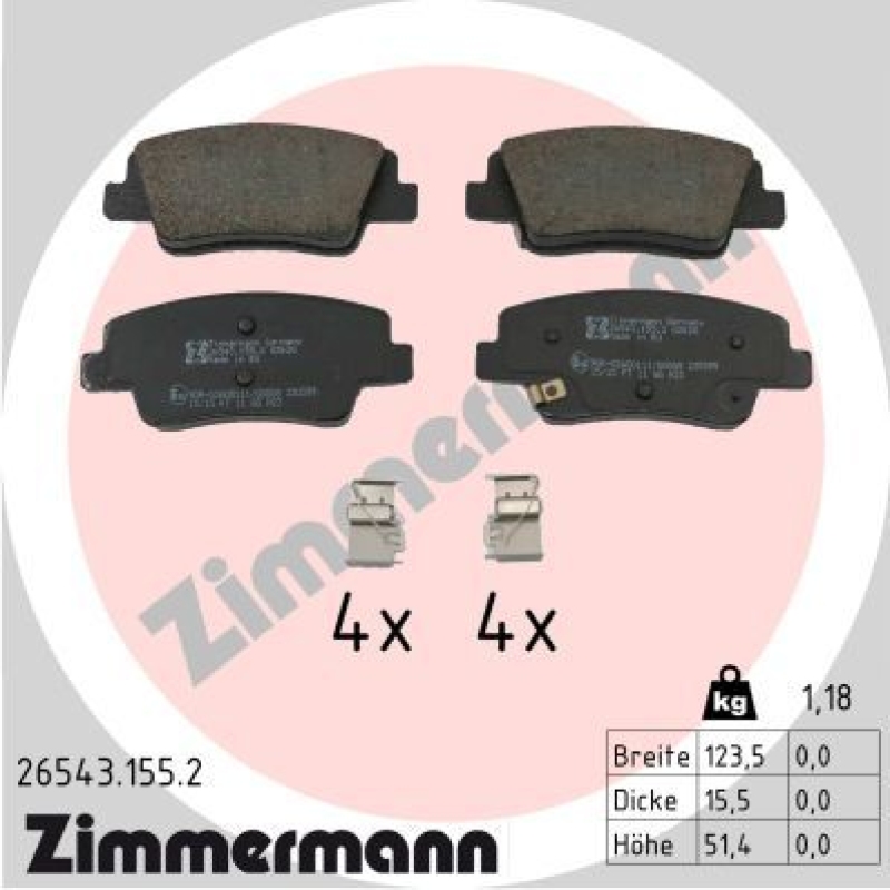 ZIMMERMANN Bremsbelagsatz, Scheibenbremse