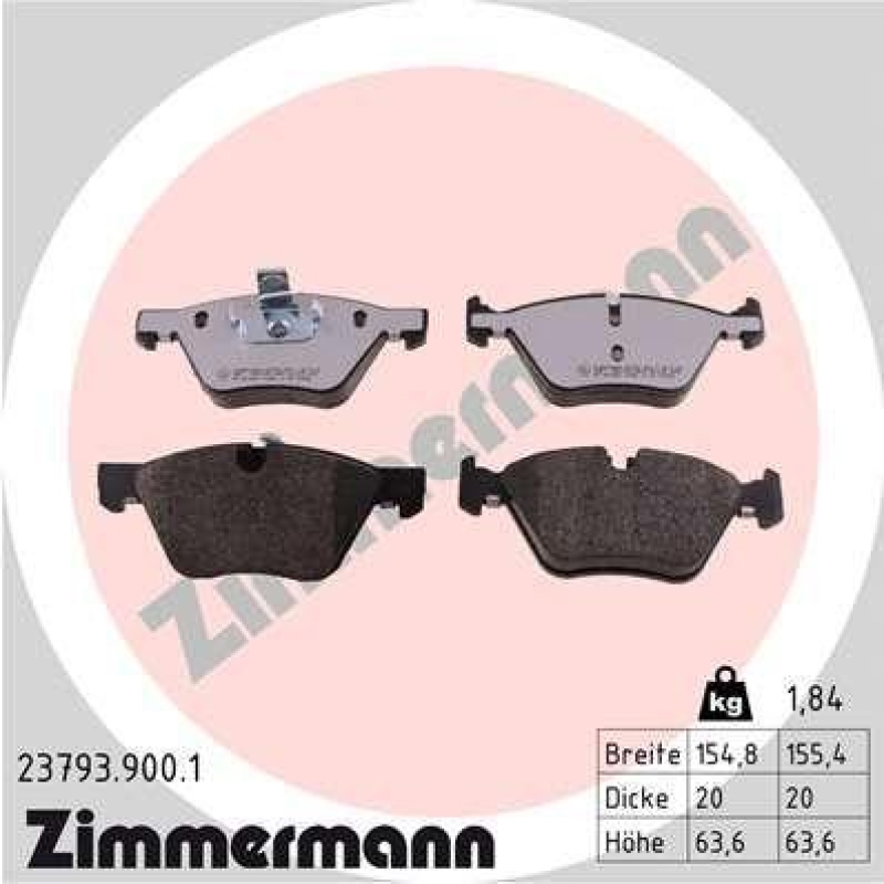 ZIMMERMANN Bremsbelagsatz, Scheibenbremse rd:z 23793.900.1