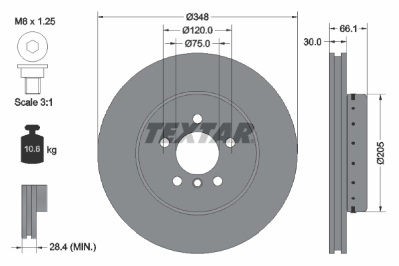 2x TEXTAR Brake Disc PRO+