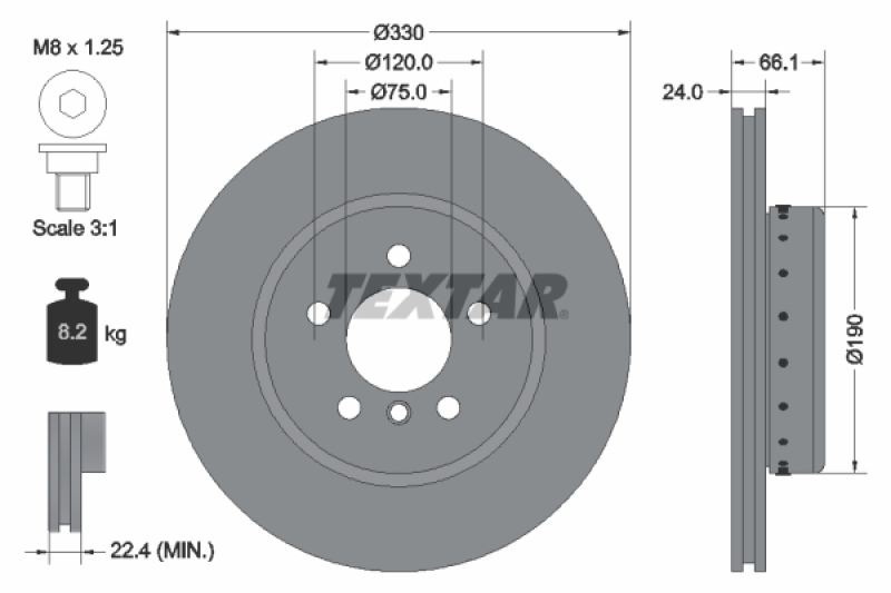 2x TEXTAR Bremsscheibe PRO+