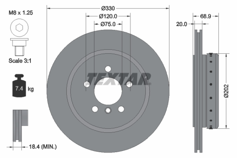 2x TEXTAR Bremsscheibe PRO+