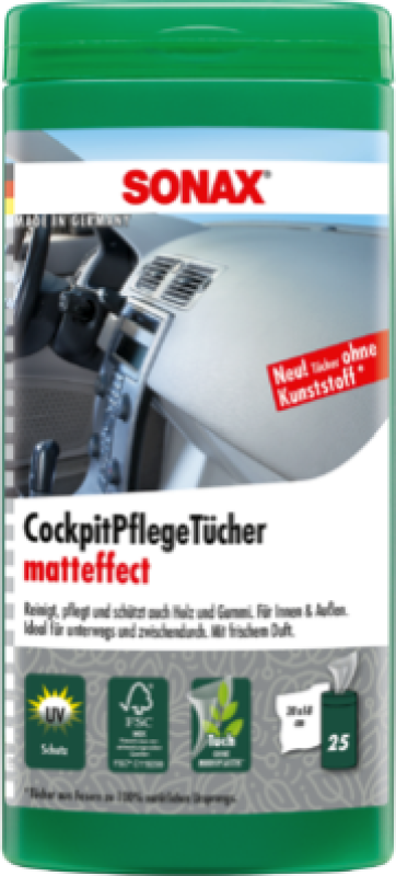 SONAX Reinigungstücher KunststoffPflegeTücher seidenmatt Box