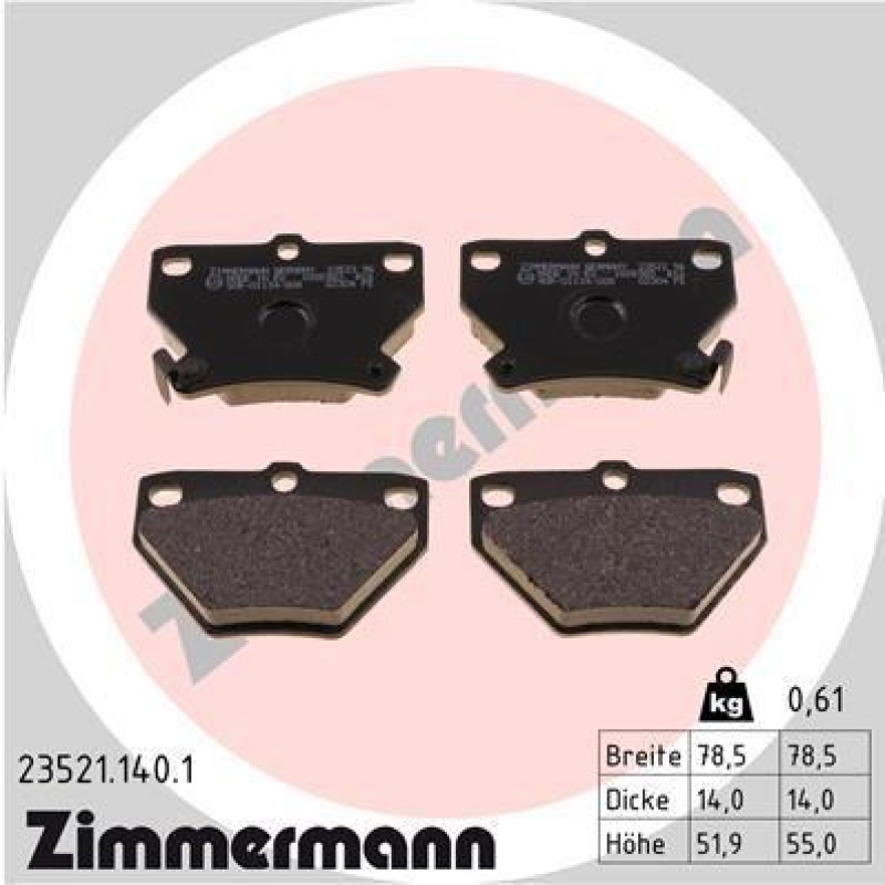 ZIMMERMANN Bremsbelagsatz, Scheibenbremse 23521.140.1