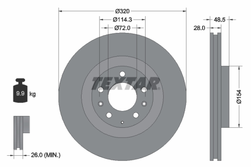 2x TEXTAR Bremsscheibe PRO 92203403