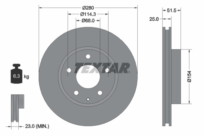 2x TEXTAR Bremsscheibe PRO 92267503