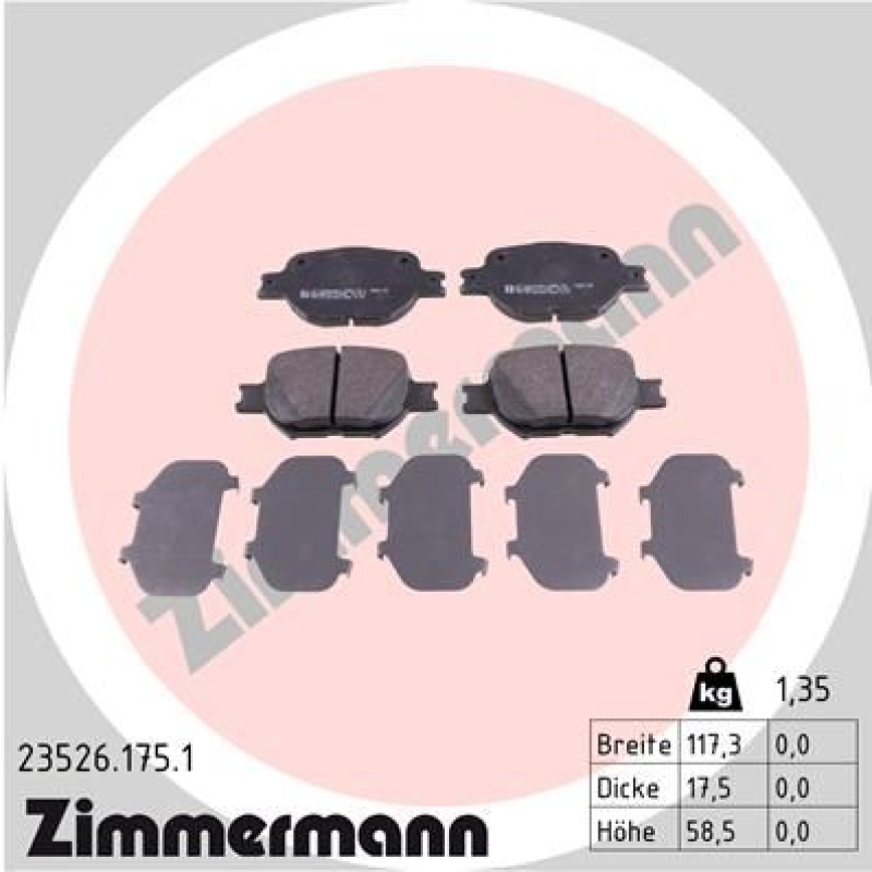 ZIMMERMANN Bremsbelagsatz, Scheibenbremse