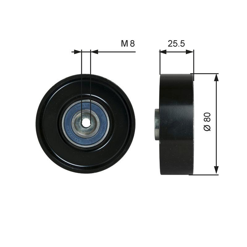 GATES Deflection/Guide Pulley, V-ribbed belt DriveAlign®