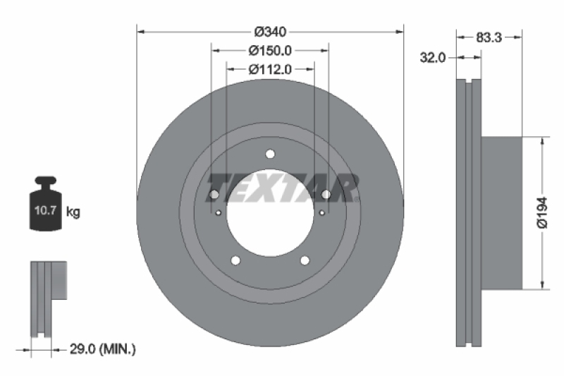 2x TEXTAR Bremsscheibe PRO