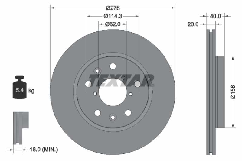 2x TEXTAR Bremsscheibe PRO 92204703