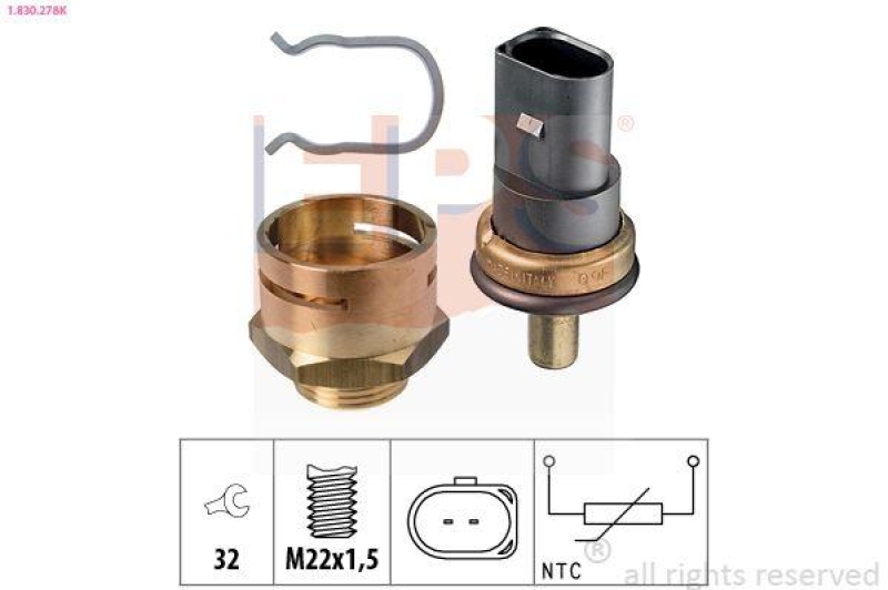 EPS Sensor, Kühlmitteltemperatur Made in Italy - OE Equivalent