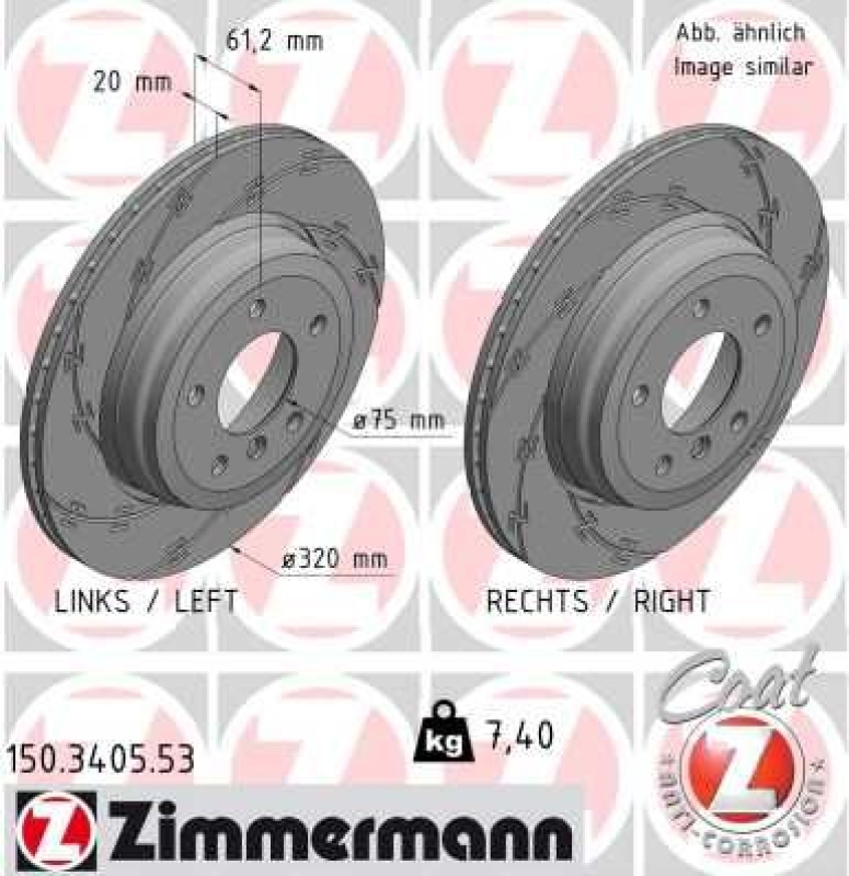 2x ZIMMERMANN Bremsscheibe BLACK Z