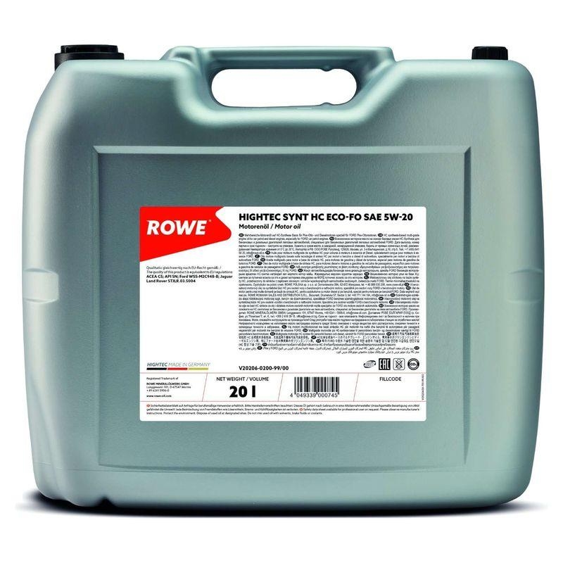 20L ROWE HIGHTEC SYNT HC ECO-FO SAE 5W-20 Motoröl ACEA C5 WSS-M2C948-B + Hahn