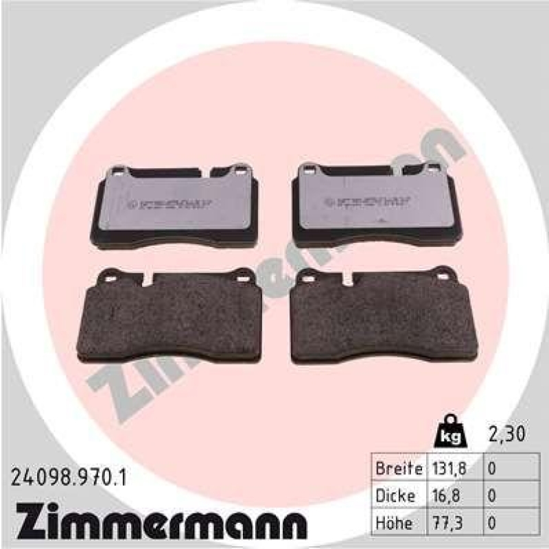 ZIMMERMANN Bremsbelagsatz, Scheibenbremse rd:z 24098.970.1