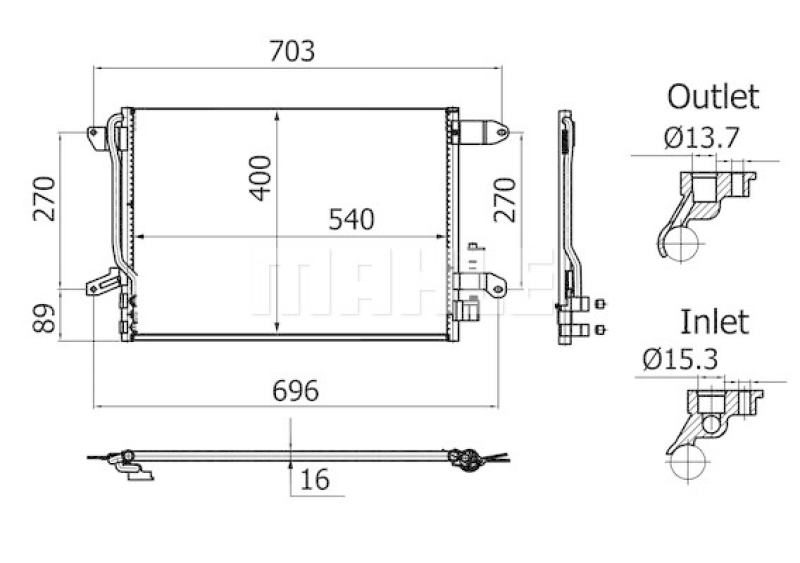 MAHLE Condenser, air conditioning BEHR