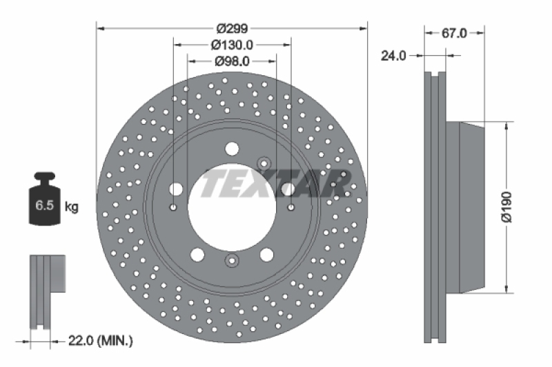 2x TEXTAR Bremsscheibe PRO+ 92176705