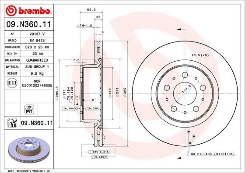 2x BREMBO Bremsscheibe PRIME LINE - UV Coated