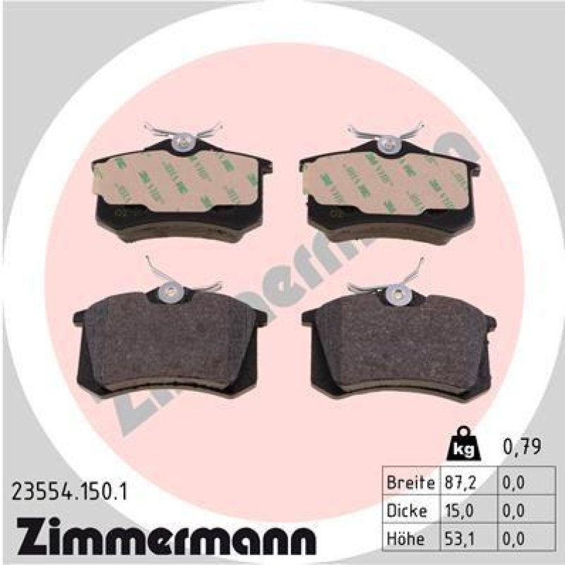 ZIMMERMANN Bremsbelagsatz, Scheibenbremse 23554.150.1