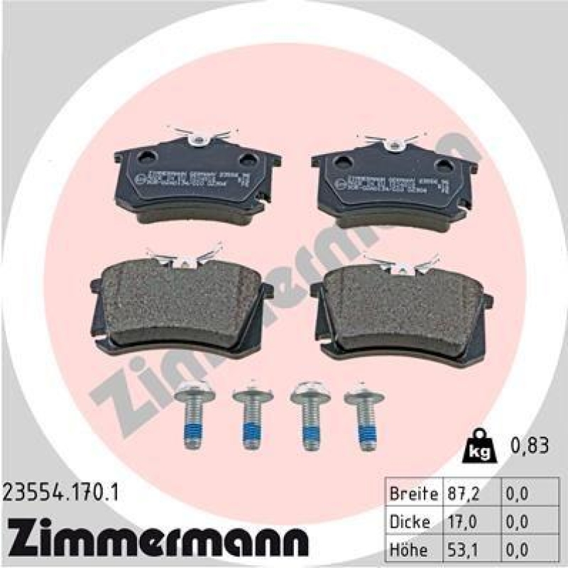 ZIMMERMANN Brake Pad Set, disc brake