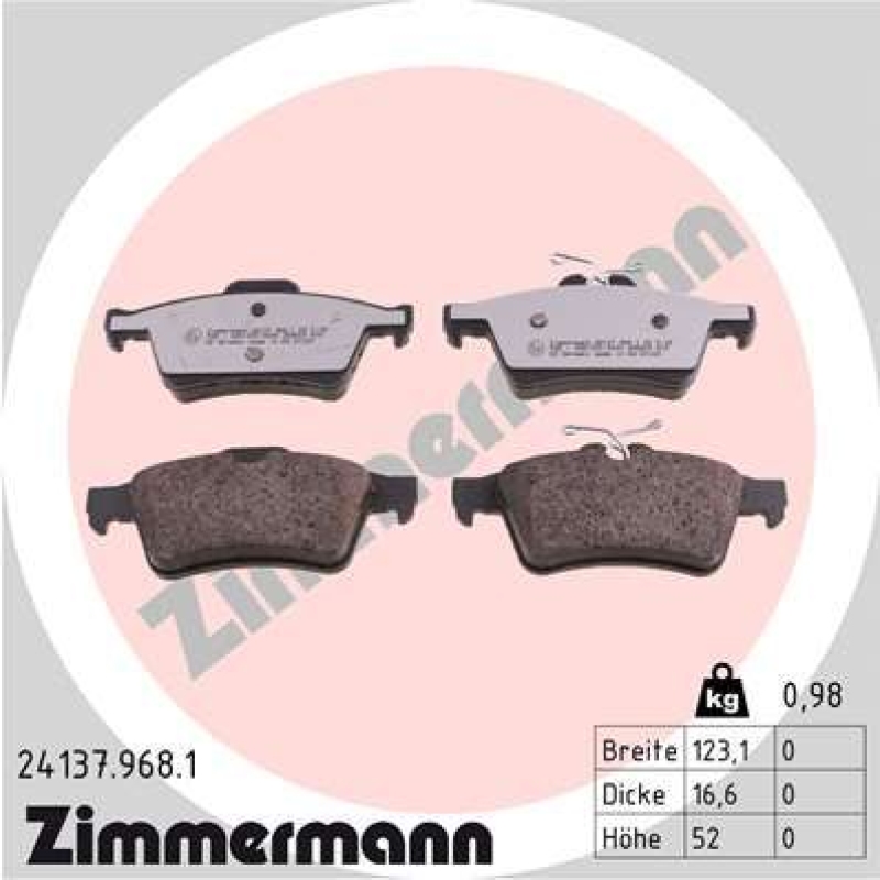 ZIMMERMANN Brake Pad Set, disc brake rd:z