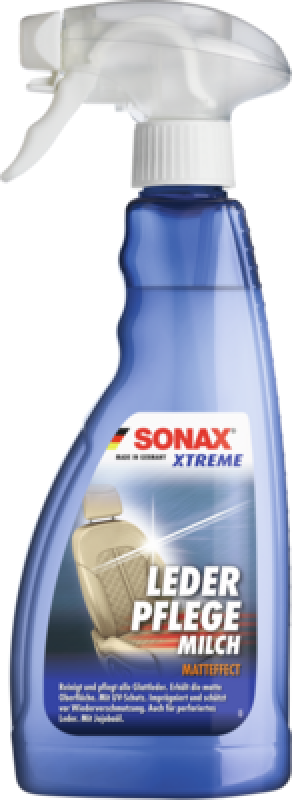 SONAX 02542410 XTREME Leder Pflege Milch 0,5l + Kunststoff Pflegepad Matteffekt