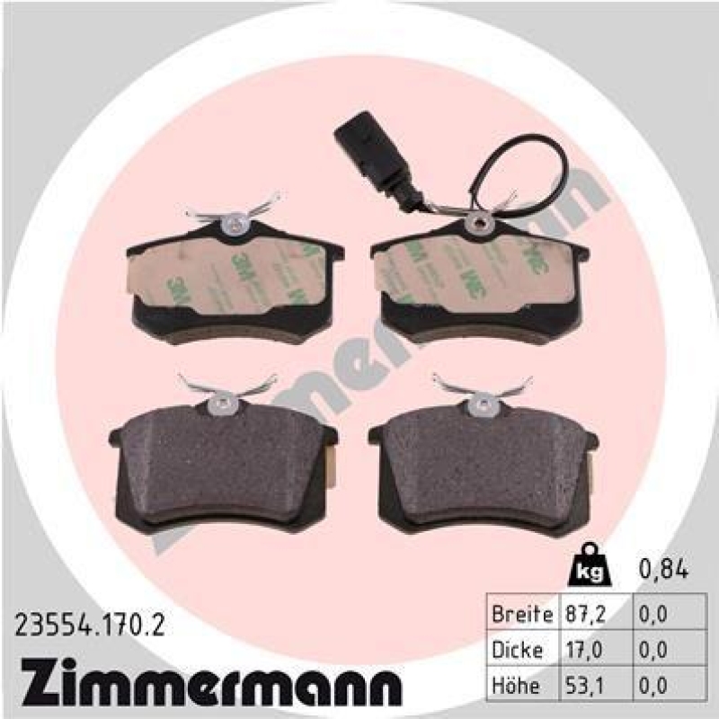 ZIMMERMANN Bremsbelagsatz, Scheibenbremse 23554.170.2