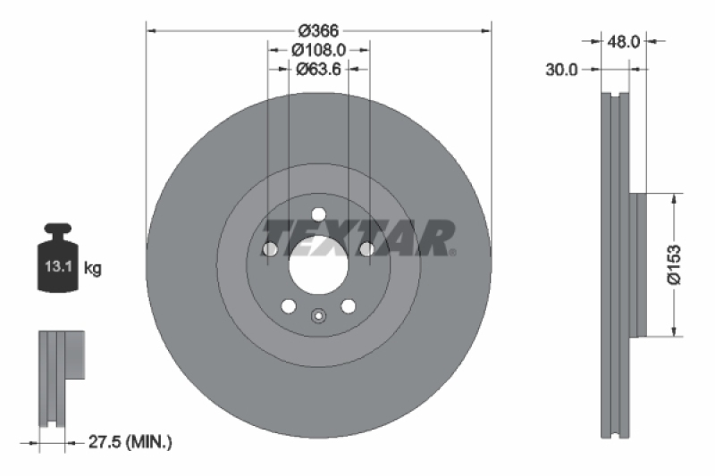 2x TEXTAR Bremsscheibe PRO+