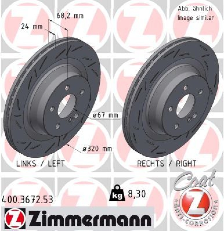2x ZIMMERMANN Brake Disc BLACK Z