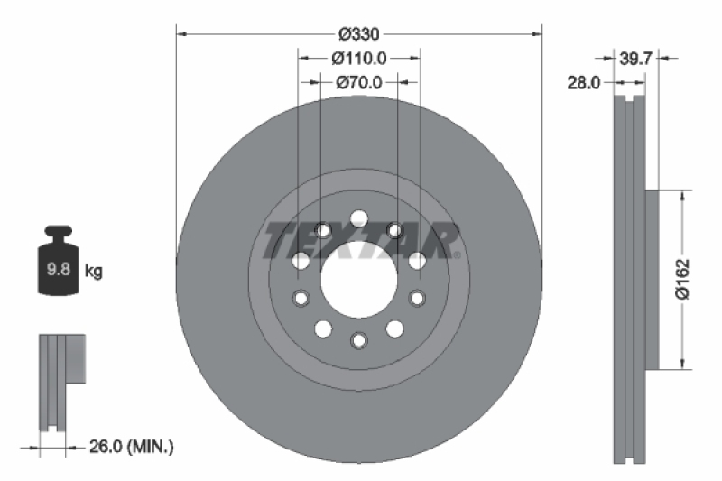 2x TEXTAR Bremsscheibe PRO