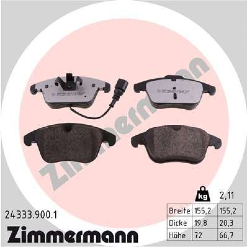 ZIMMERMANN Brake Pad Set, disc brake rd:z