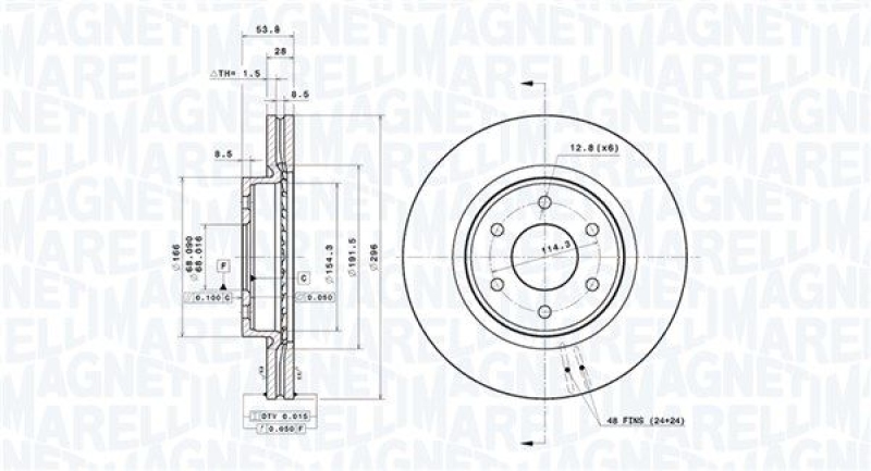 2x MAGNETI MARELLI Bremsscheibe