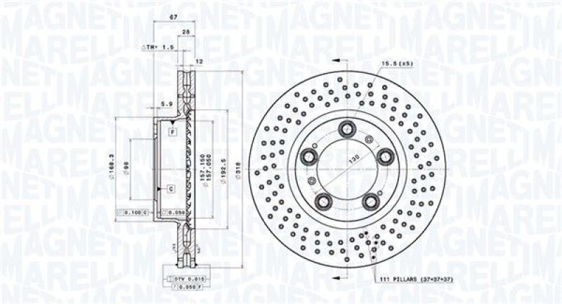 2x MAGNETI MARELLI Bremsscheibe