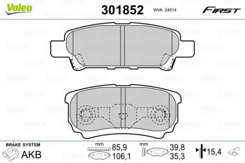 VALEO Bremsbelagsatz, Scheibenbremse ESSENTIAL 301852