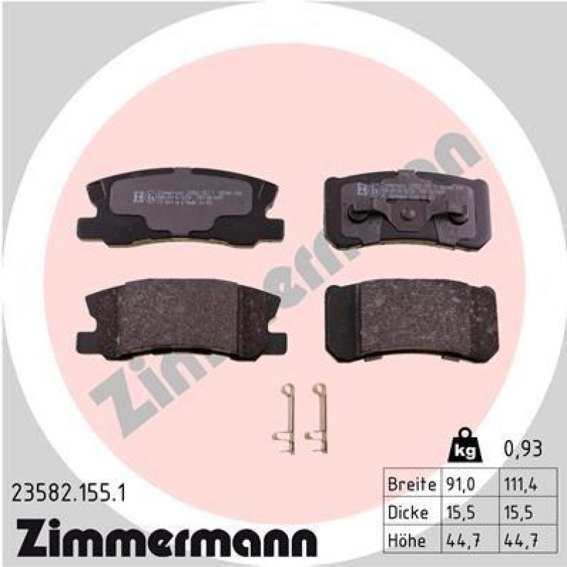 ZIMMERMANN Brake Pad Set, disc brake