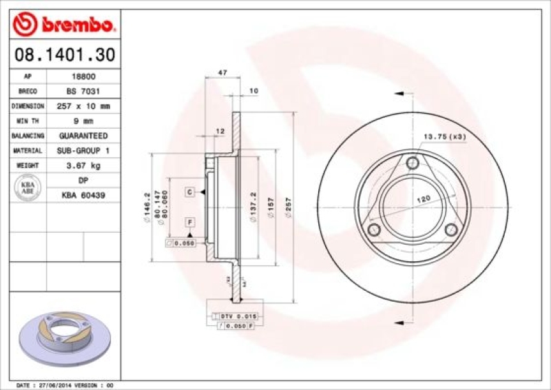 2x BREMBO Brake Disc PRIME LINE