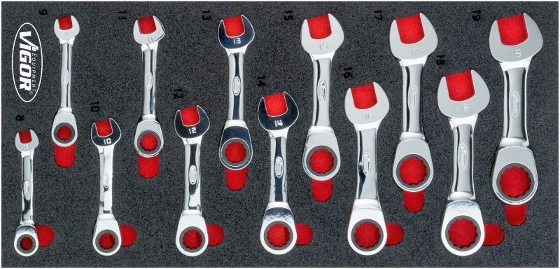 VIGOR Ratchet Ring Open-ended Spanner Set