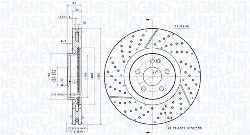 2x MAGNETI MARELLI Bremsscheibe