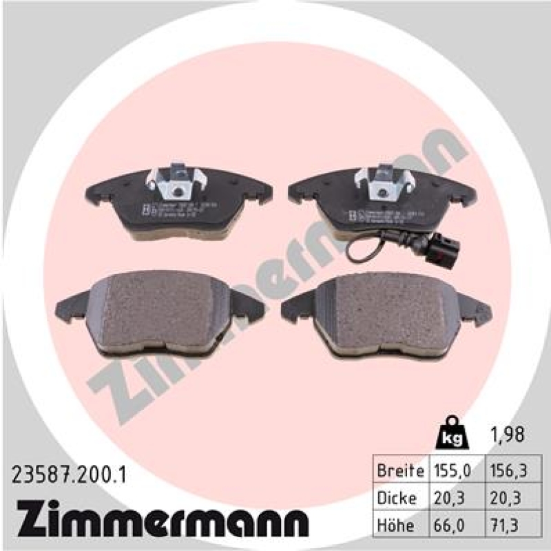 Zimmermann Bremsscheiben + Beläge Vorne Hinten passend für VW Golf ...