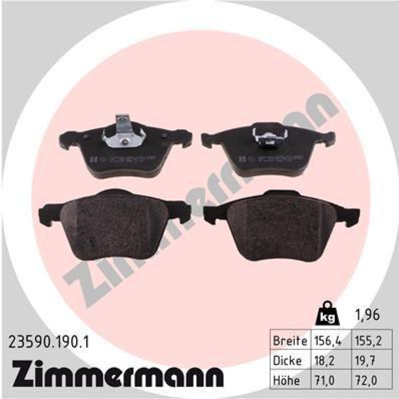 ZIMMERMANN Bremsbelagsatz, Scheibenbremse 23590.190.1