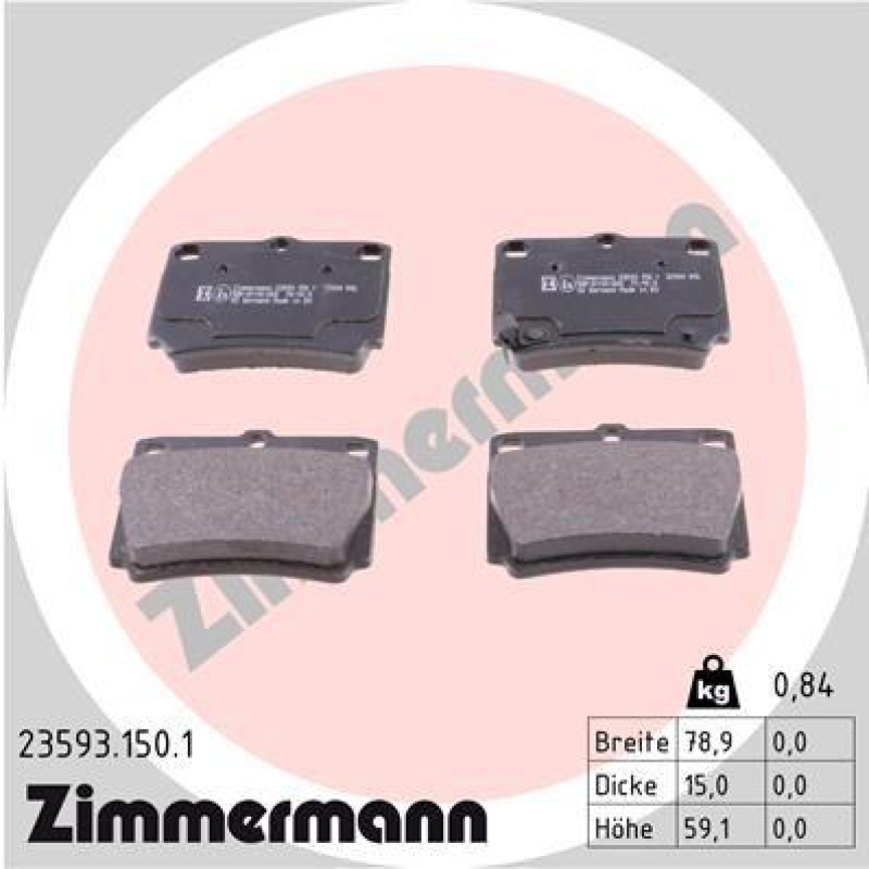 ZIMMERMANN Bremsbelagsatz, Scheibenbremse 23593.150.1