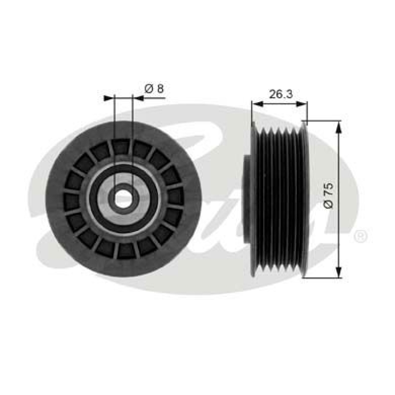 GATES Deflection/Guide Pulley, V-ribbed belt DriveAlign®