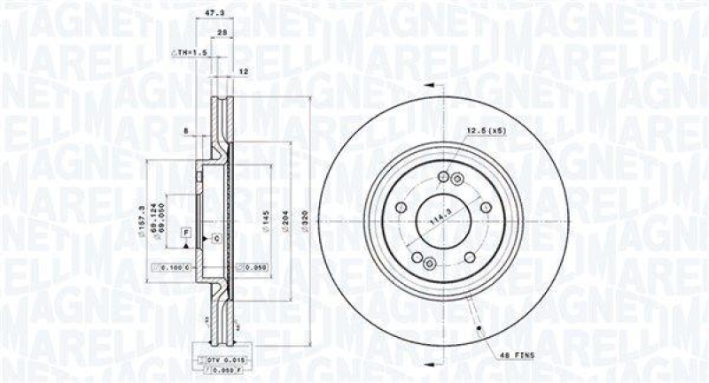 2x MAGNETI MARELLI Bremsscheibe 360406184001