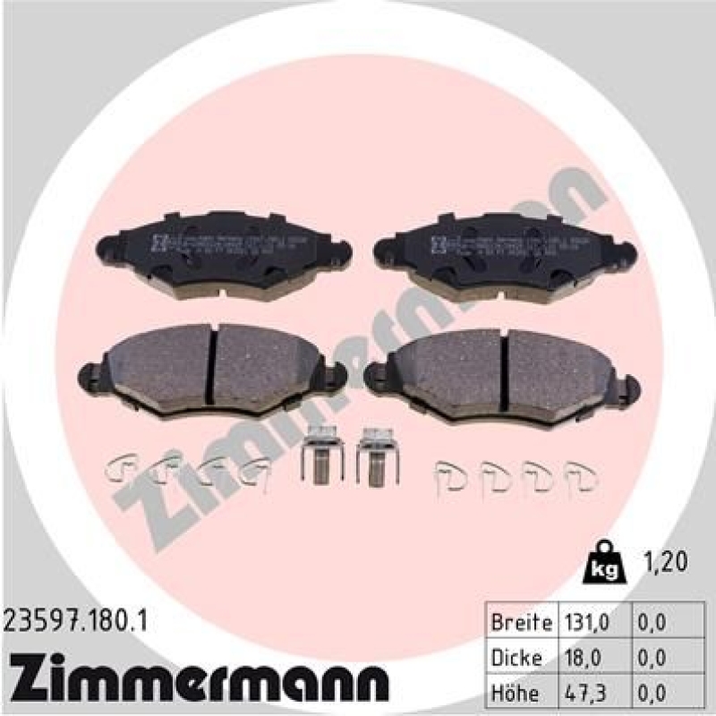 ZIMMERMANN Bremsbelagsatz, Scheibenbremse