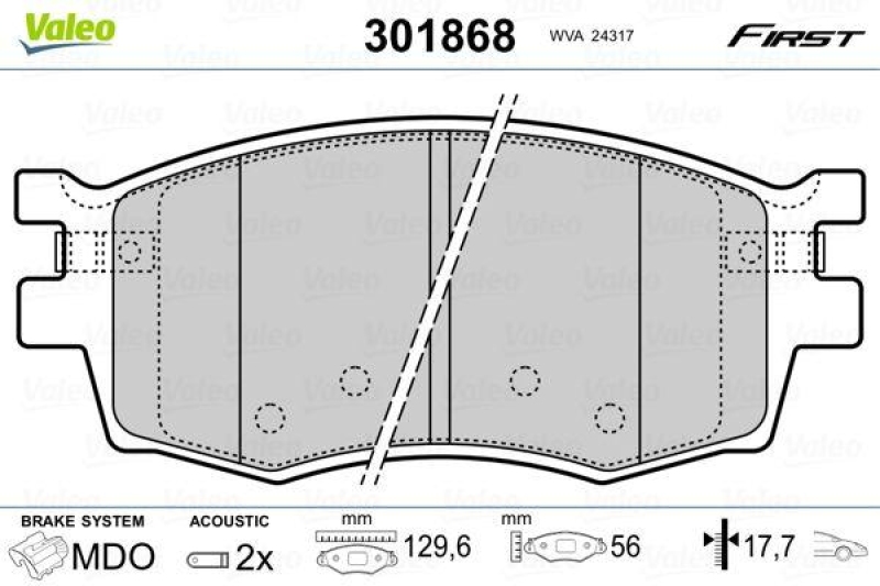 VALEO Bremsbelagsatz, Scheibenbremse ESSENTIAL 301868