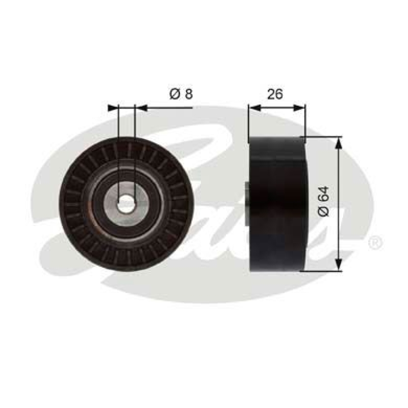 GATES Deflection/Guide Pulley, V-ribbed belt DriveAlign®