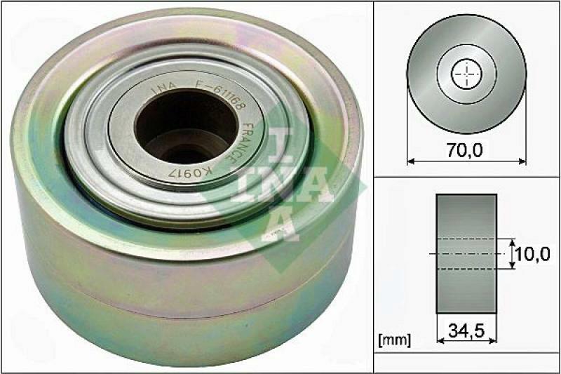 INA Deflection/Guide Pulley, v-ribbed belt
